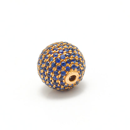10mm Blue Sapphire 14K Gold Ball Spacer – Overhead View