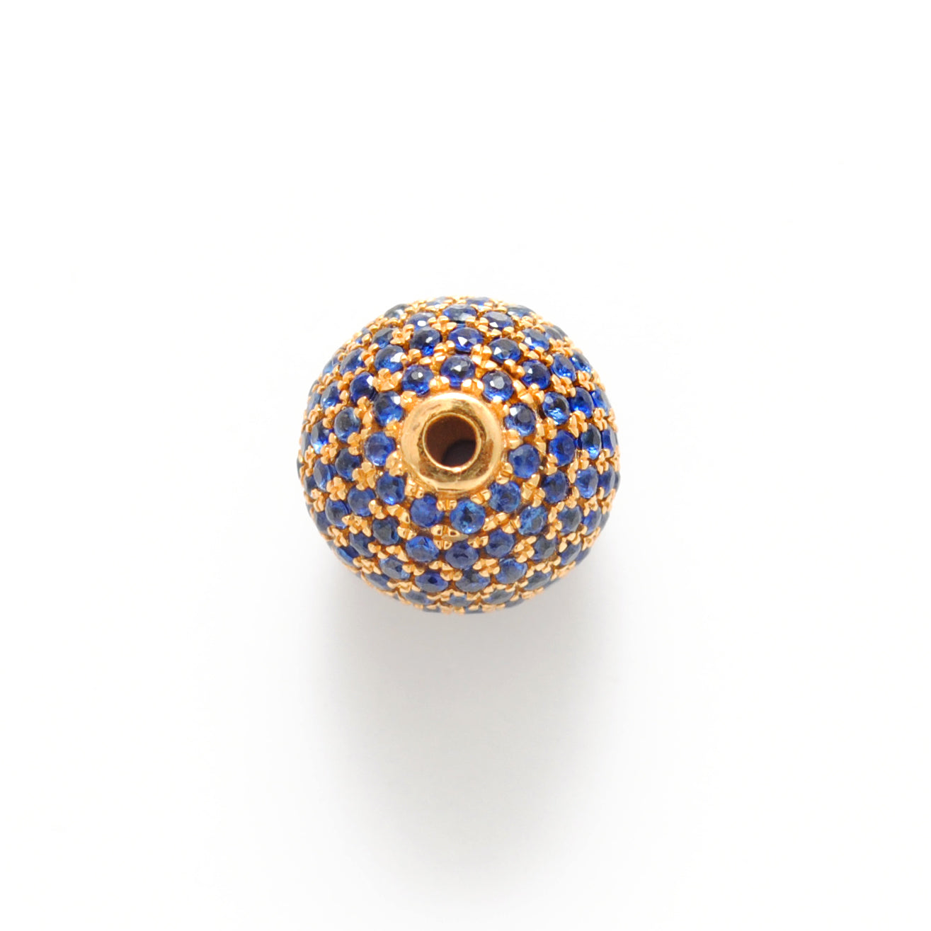 10mm Blue Sapphire Gold Ball Bead – Side Profile