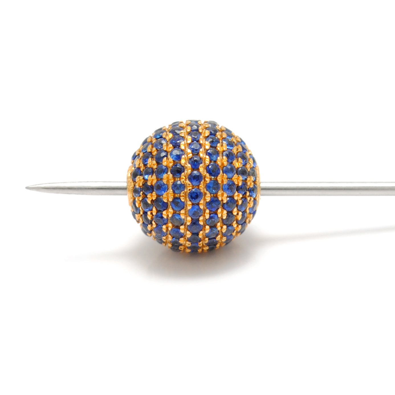 10mm Blue Sapphire Gold Sphere Bead – Angle View