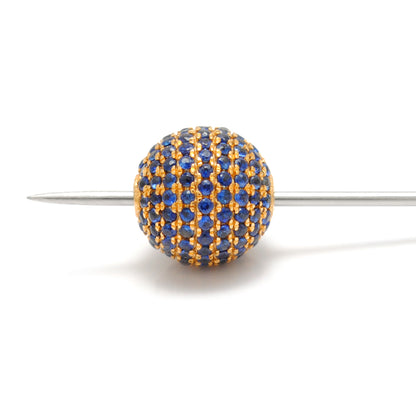 10mm Blue Sapphire Gold Sphere Bead – Angle View
