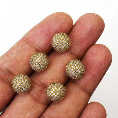 10mm Diamond 14K Gold Ball Spacer Bead – Overhead View