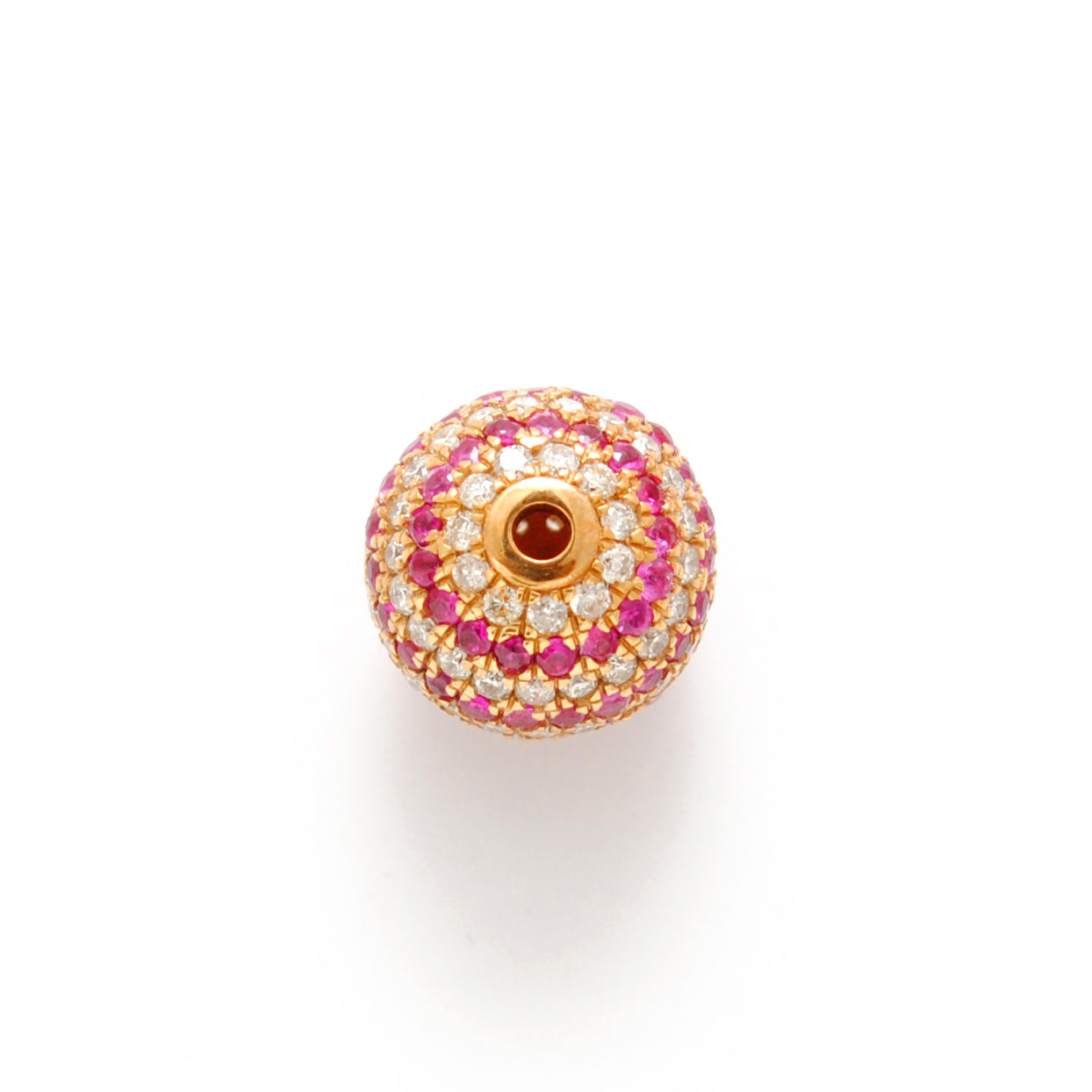 10mm Diamond Ruby Gold Ball Spacer Bead – Side Profile