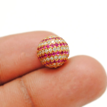 10mm Diamond Ruby Solid Gold Ball Bead – Lifestyle View