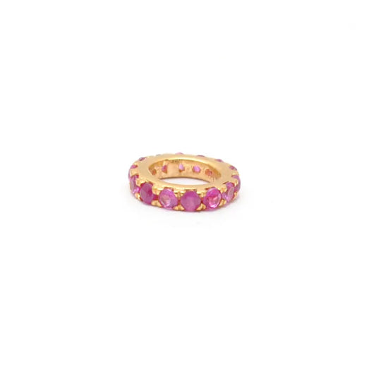 10mm Natural Ruby 14K Solid Yellow Gold Rondelle Spacer Bead Finding – Front View