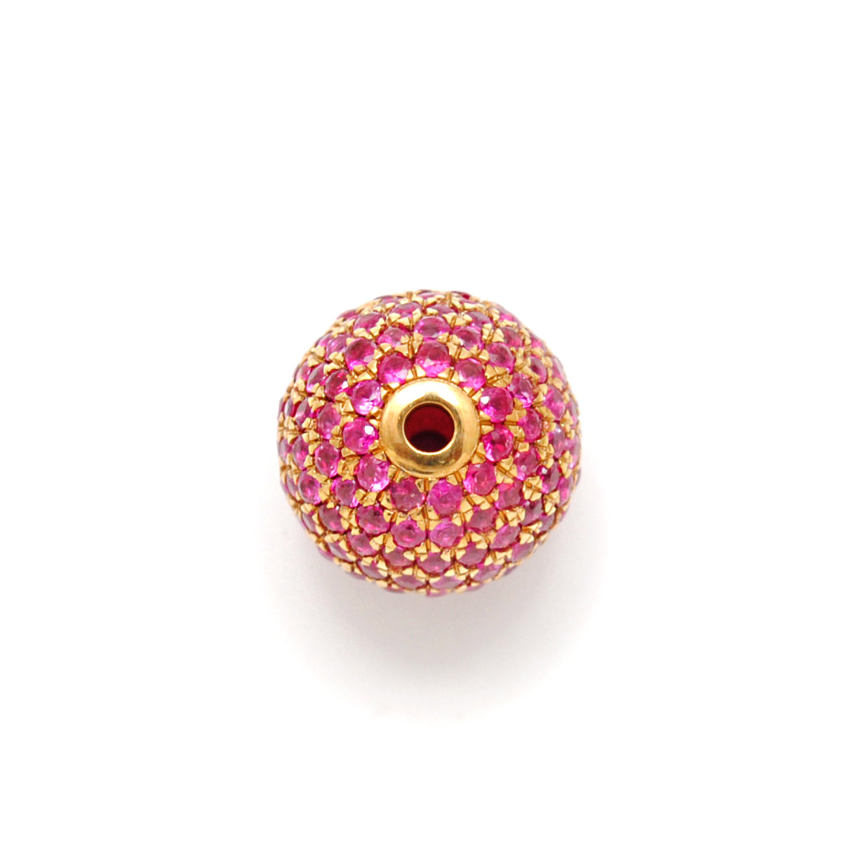 10mm Ruby Pavé Gold Ball Bead – Side Profile