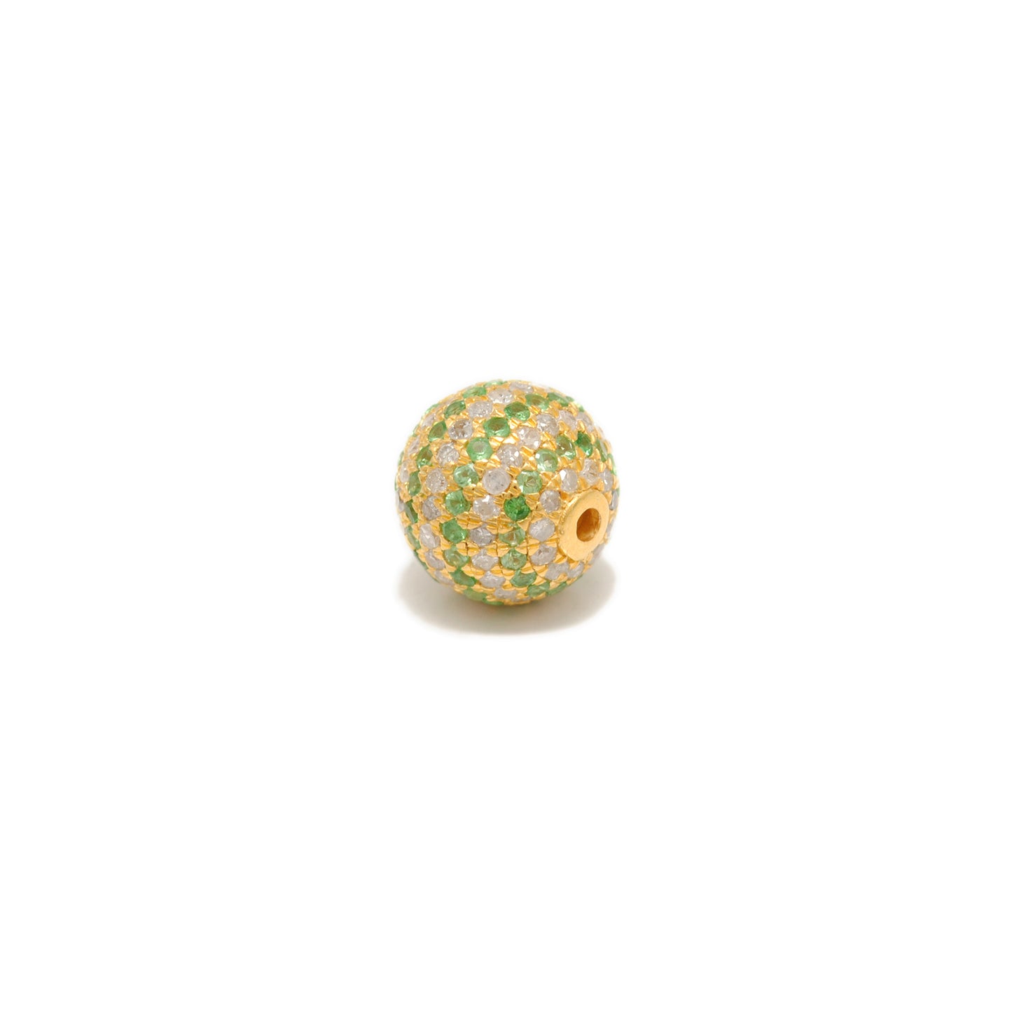 10mm Tsavorite Diamond Pavé Gold Sphere Bead – Side Profile