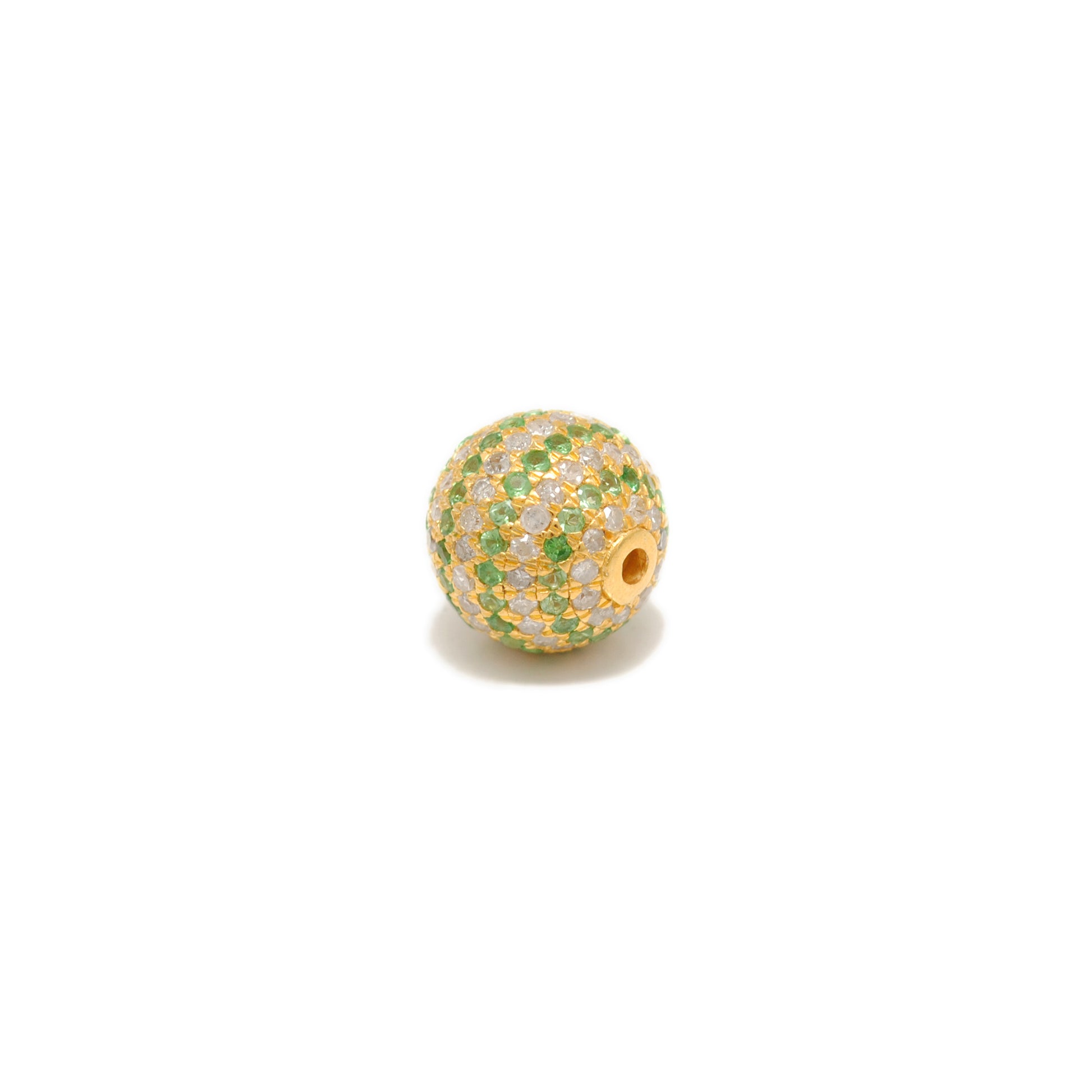 10mm Tsavorite Diamond Pavé Gold Sphere Bead – Side Profile