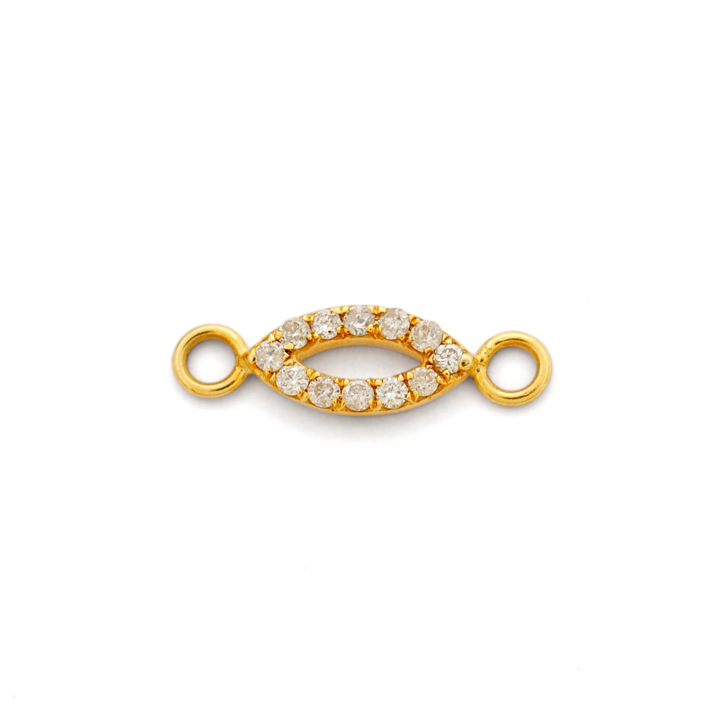 14.5mm Diamond Double Loop Connector 14K Gold – Side Profile