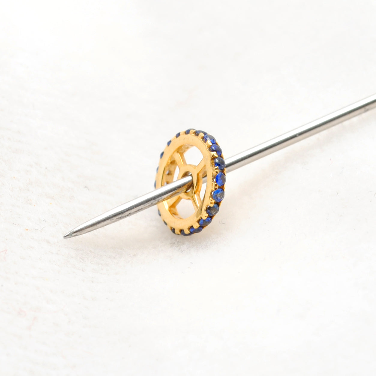 14K Gold Blue Sapphire Rondelle Spacer Finding 8mm – Styled View
