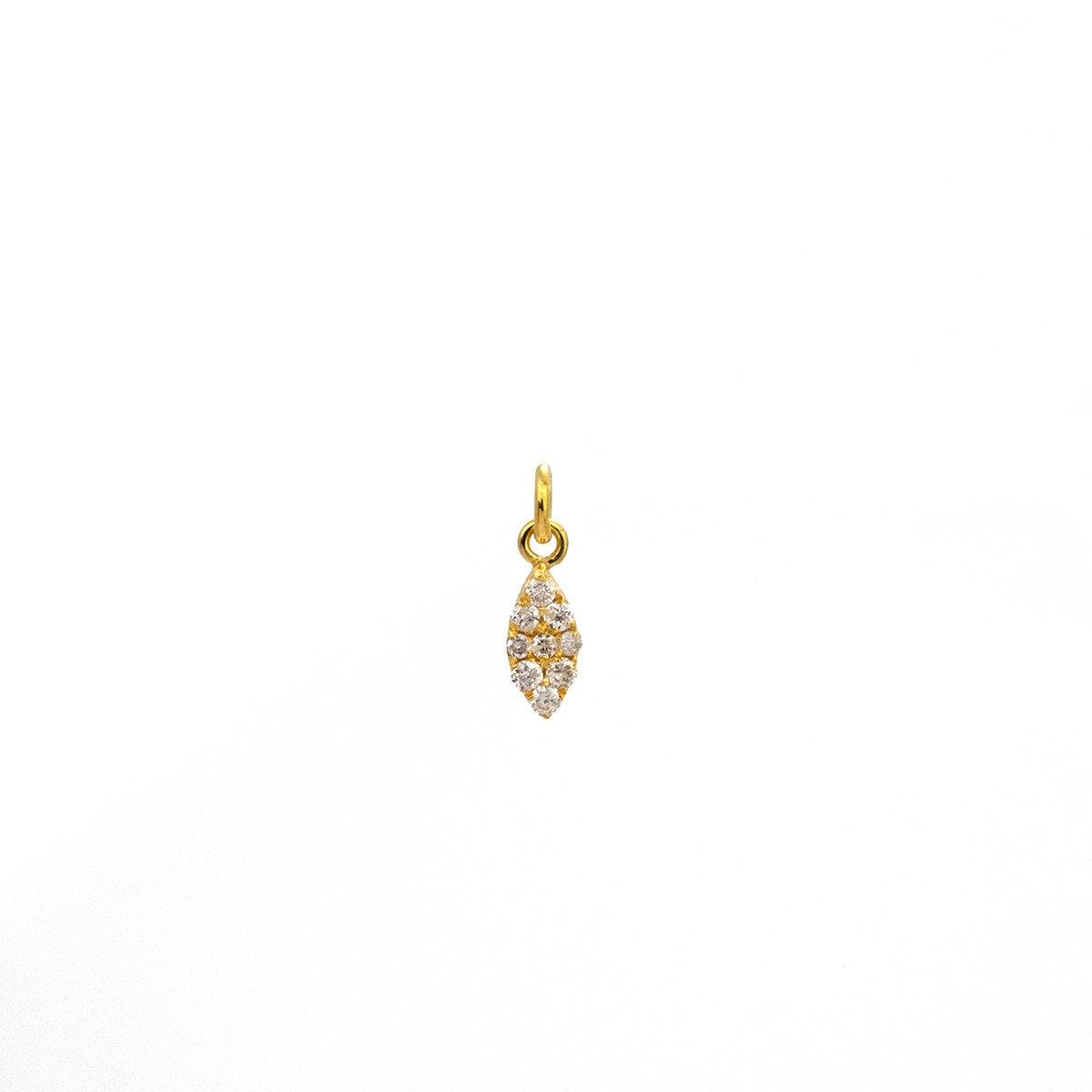 14K Gold Diamond Charm 6x3mm – Side Profile
