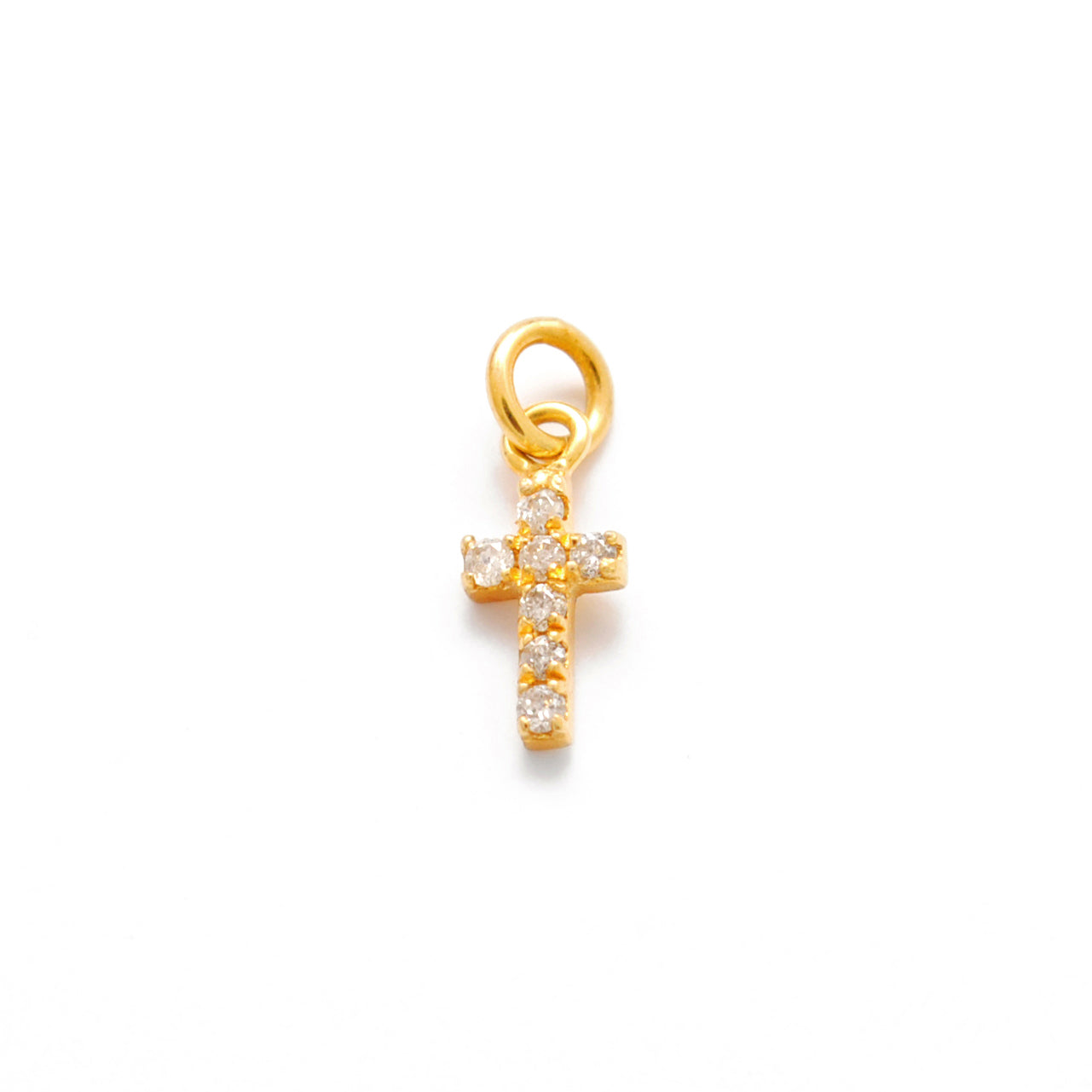 14K Gold Diamond Cross Charm – Side Profile