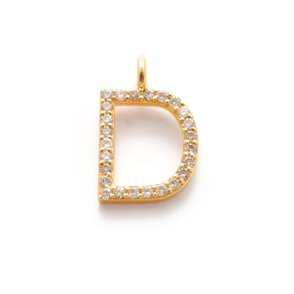 14K Gold Diamond D Letter Charm – Side Profile