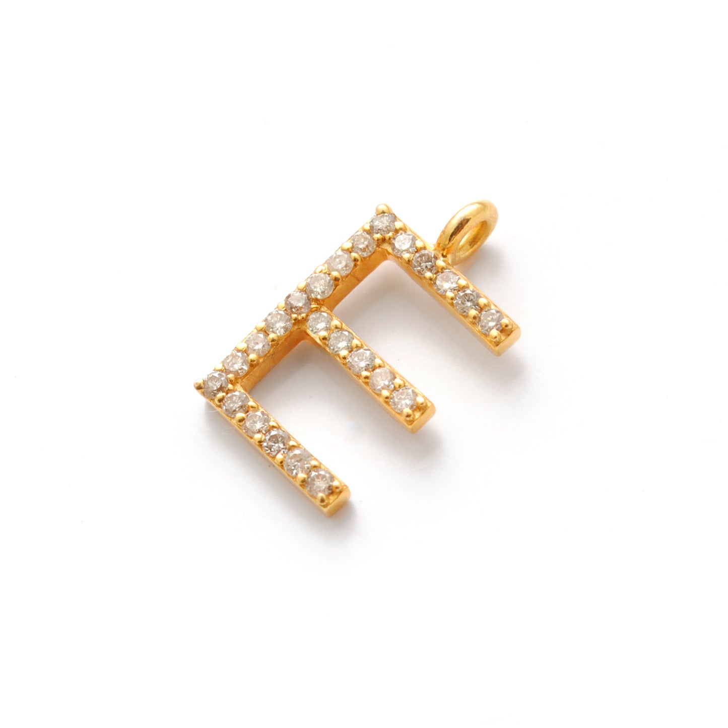 14K Gold Diamond E Letter Charm – Side Profile