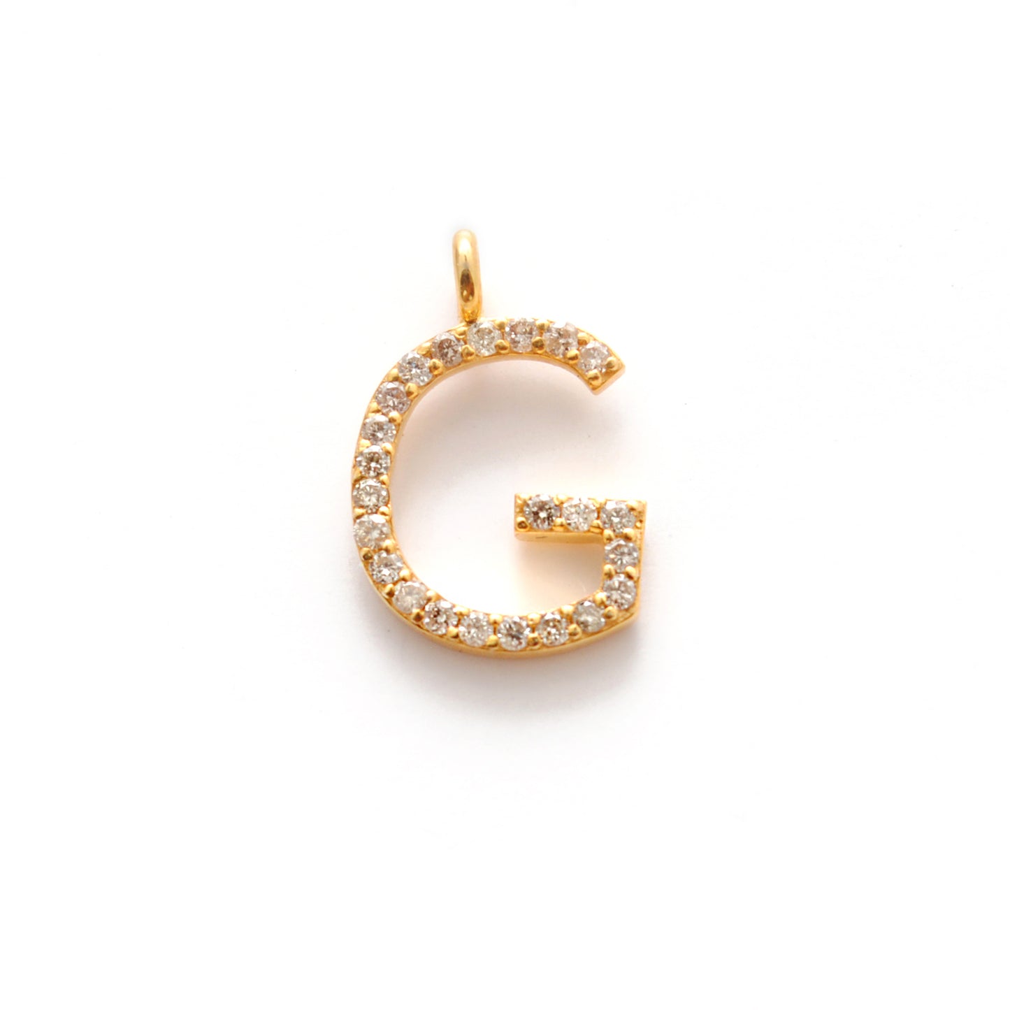 14K Gold Diamond G Letter Charm – Side Profile