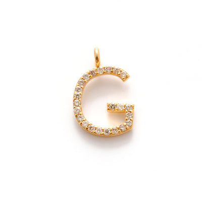 14K Gold Diamond G Letter Charm – Side Profile