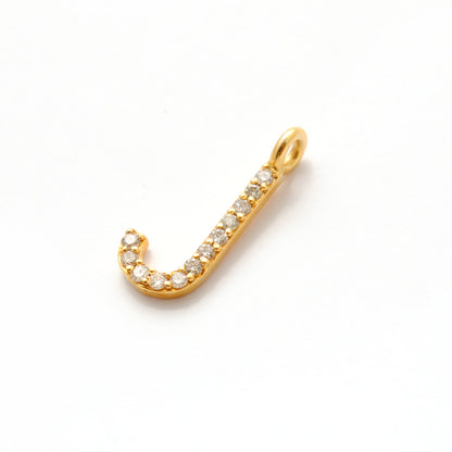 14K Gold Diamond J Letter Charm – Side Profile