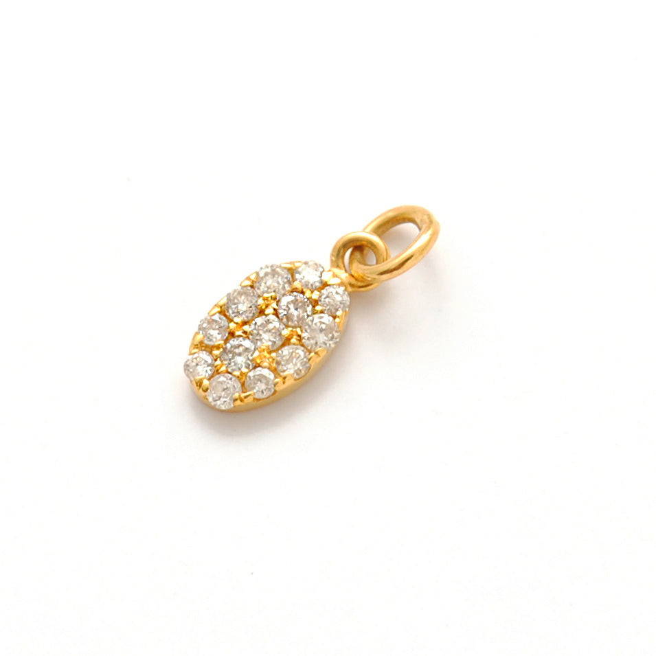 14K Gold Diamond Minimal Oval Charm – Side Profile