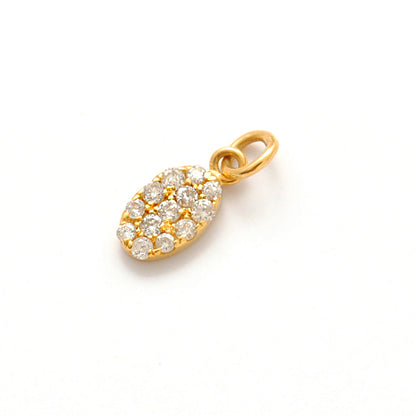 14K Gold Diamond Minimal Oval Charm – Side Profile