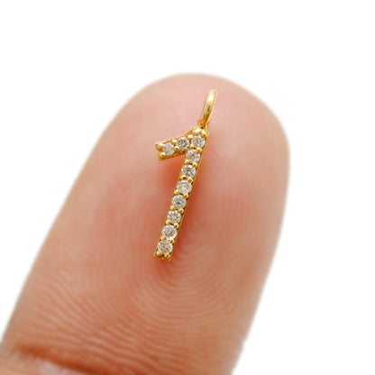 14K Gold Diamond Number 1 Pendant – Side View