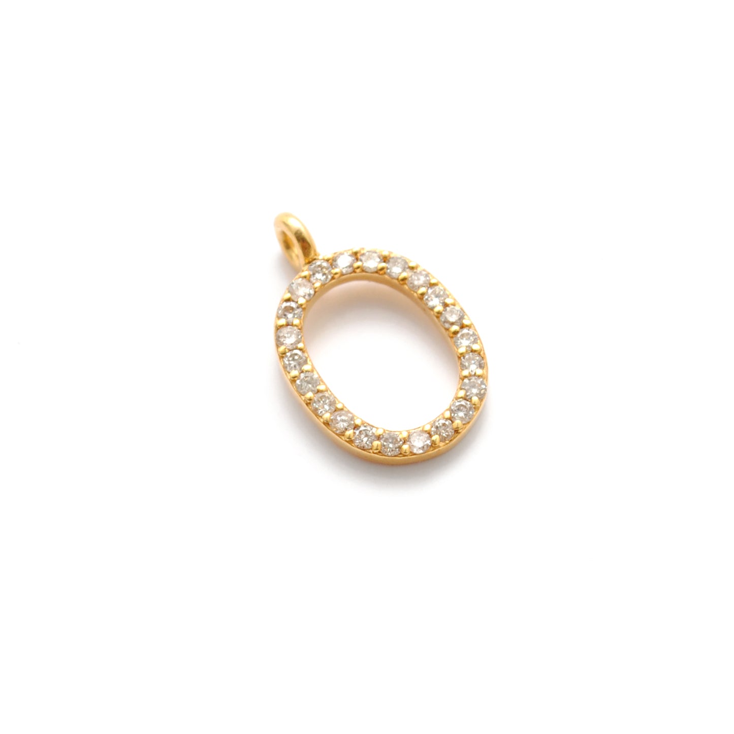 14K Gold Diamond O Letter Charm – Side Profile View