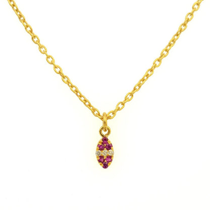14K Gold Diamond Ruby Charm 5x3mm – Overhead View
