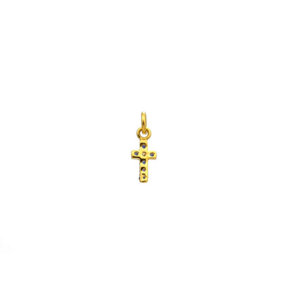 14K Gold Diamond Sapphire Cross Pendant – Angle View