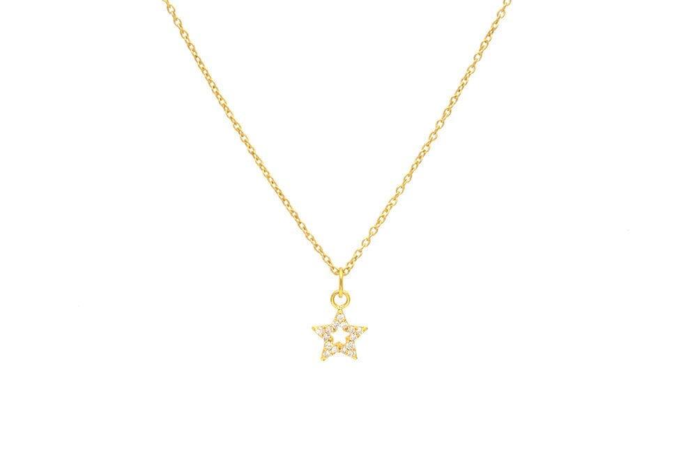 14K Gold Diamond Star Charm – Side Profile