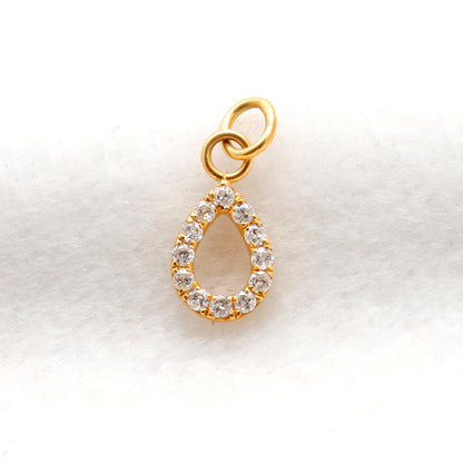 14K Gold Diamond Teardrop Charm – Side Profile