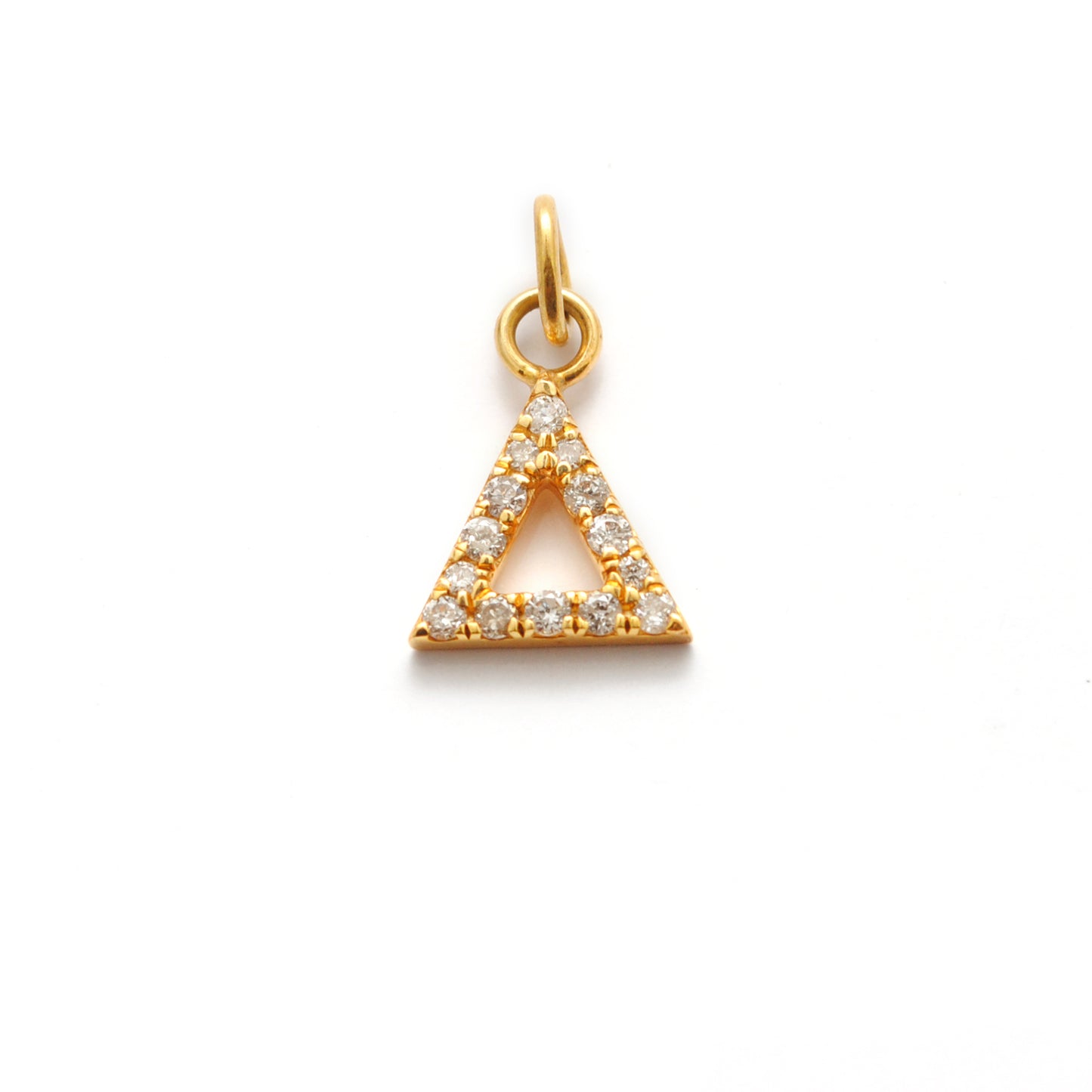 14K Gold Diamond Triangle Charm – Side Profile
