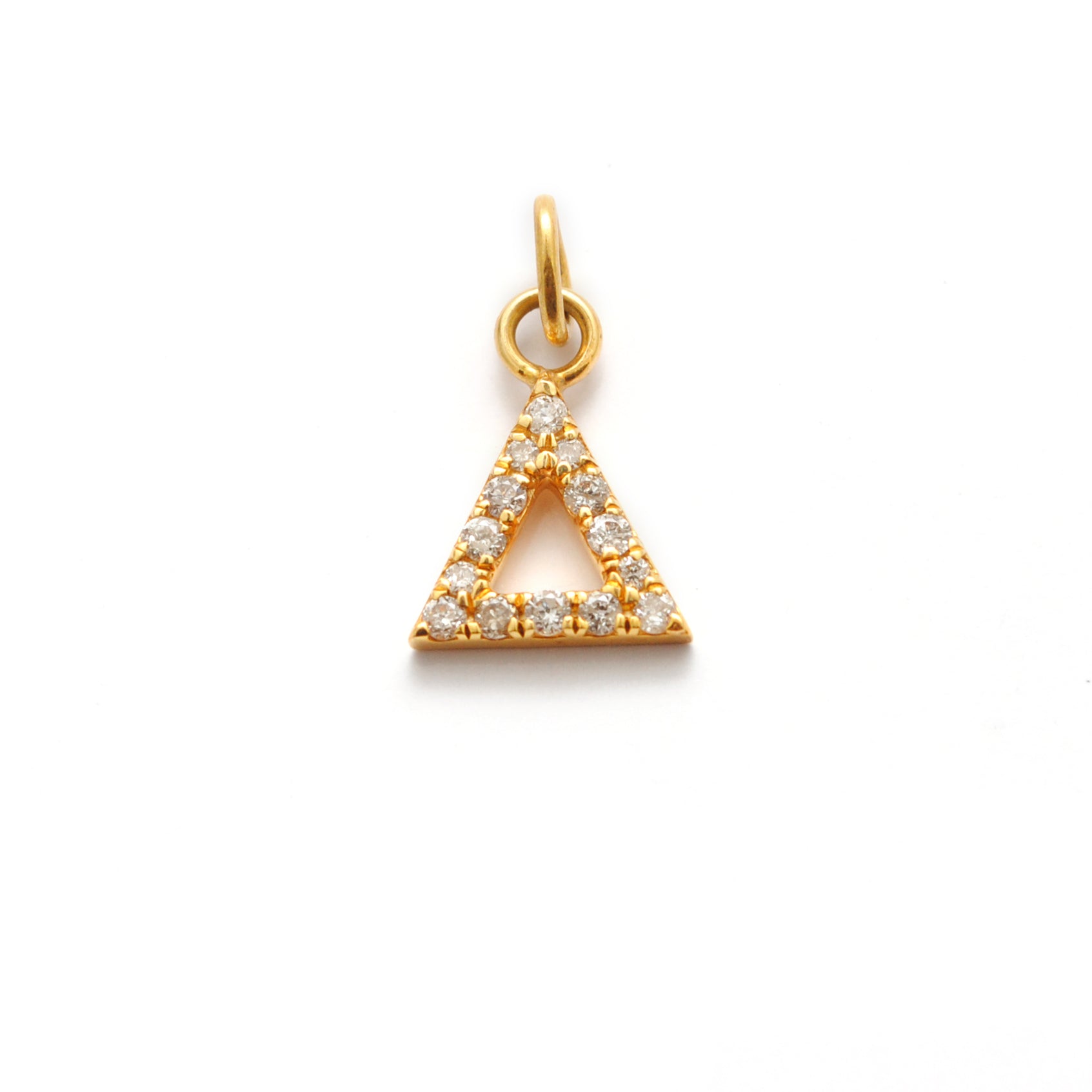 14K Gold Diamond Triangle Charm – Side Profile