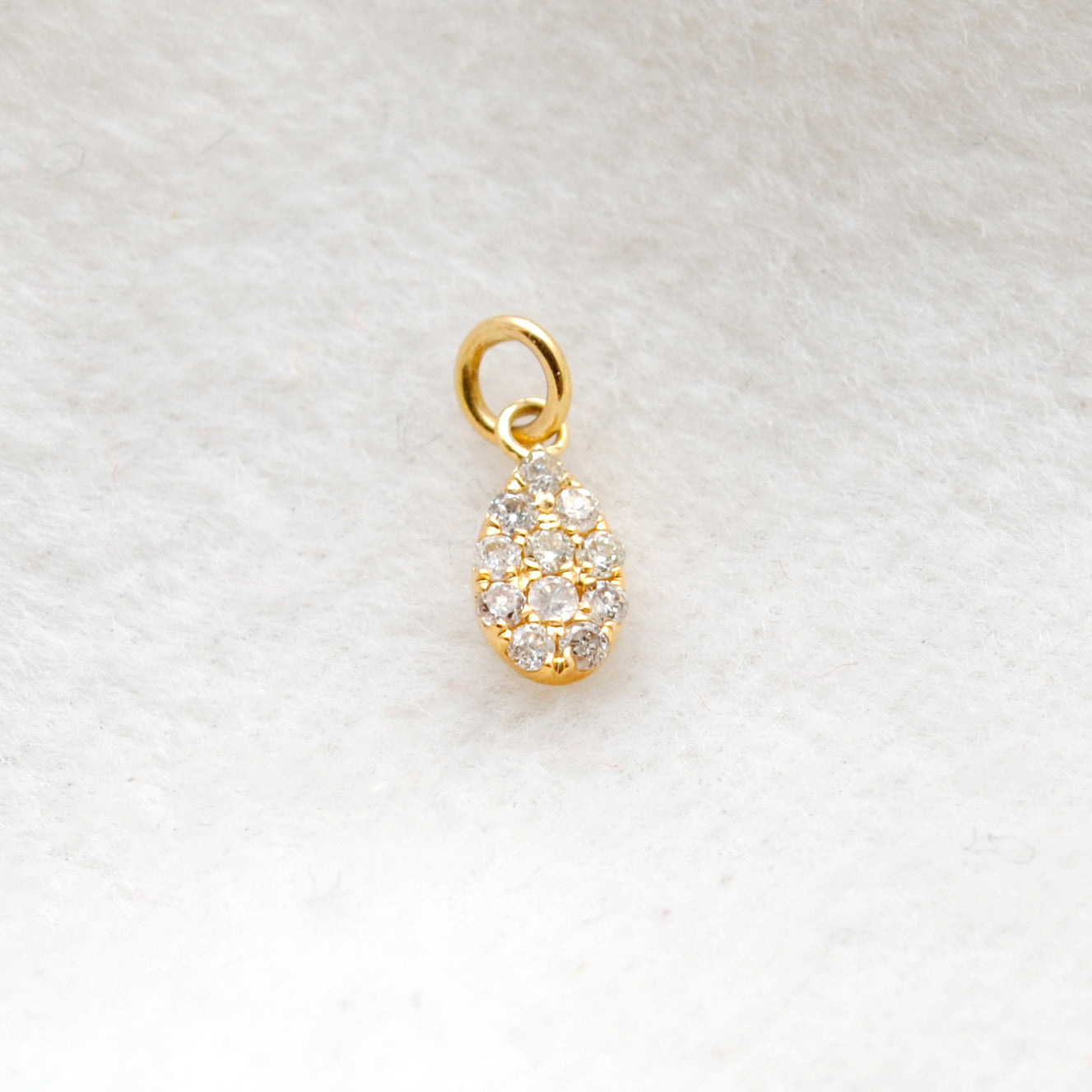 14K Gold Minimal Diamond Pendant 6x4mm – Scale Reference
