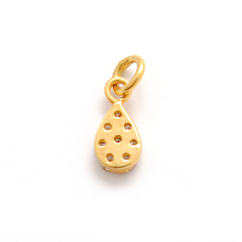 14K Gold Pavé Diamond 5x3mm Charm – Angle View