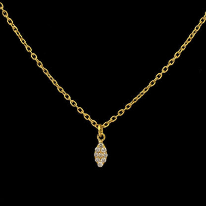 14K Gold Pavé Diamond 6x3mm Pendant – Angle View