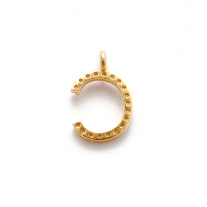 14K Gold Pavé Diamond C Charm – Angle View