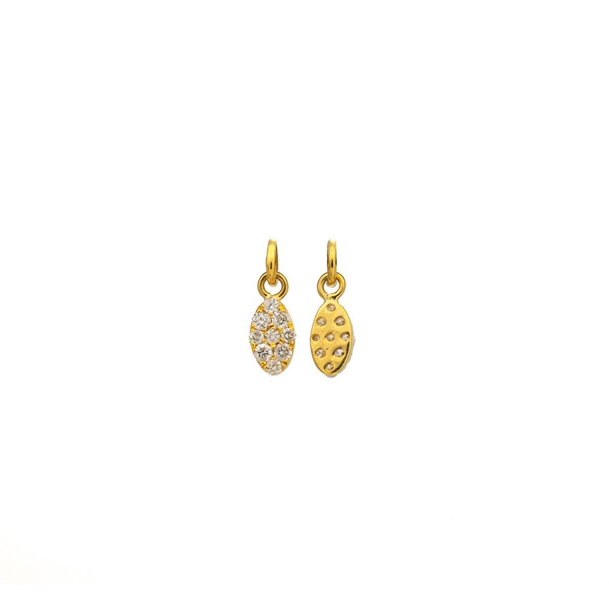 14K Gold Pavé Diamond Charm – Angle View