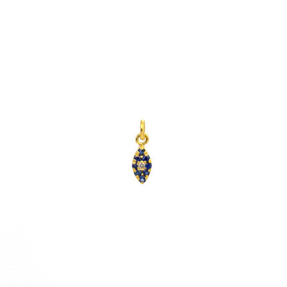 14K Gold Pavé Diamond Evil Eye Charm – Angle View