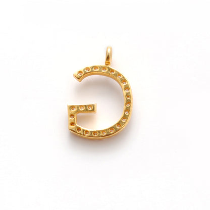 14K Gold Pavé Diamond G Charm – Angle View