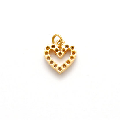 14K Gold Pavé Diamond Heart Charm 8mm – Angle View