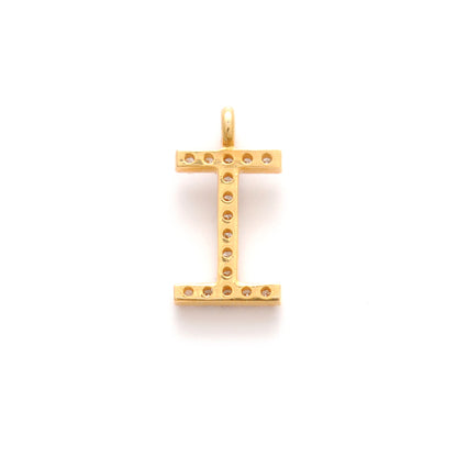 14K Gold Pavé Diamond I Charm – Angle View