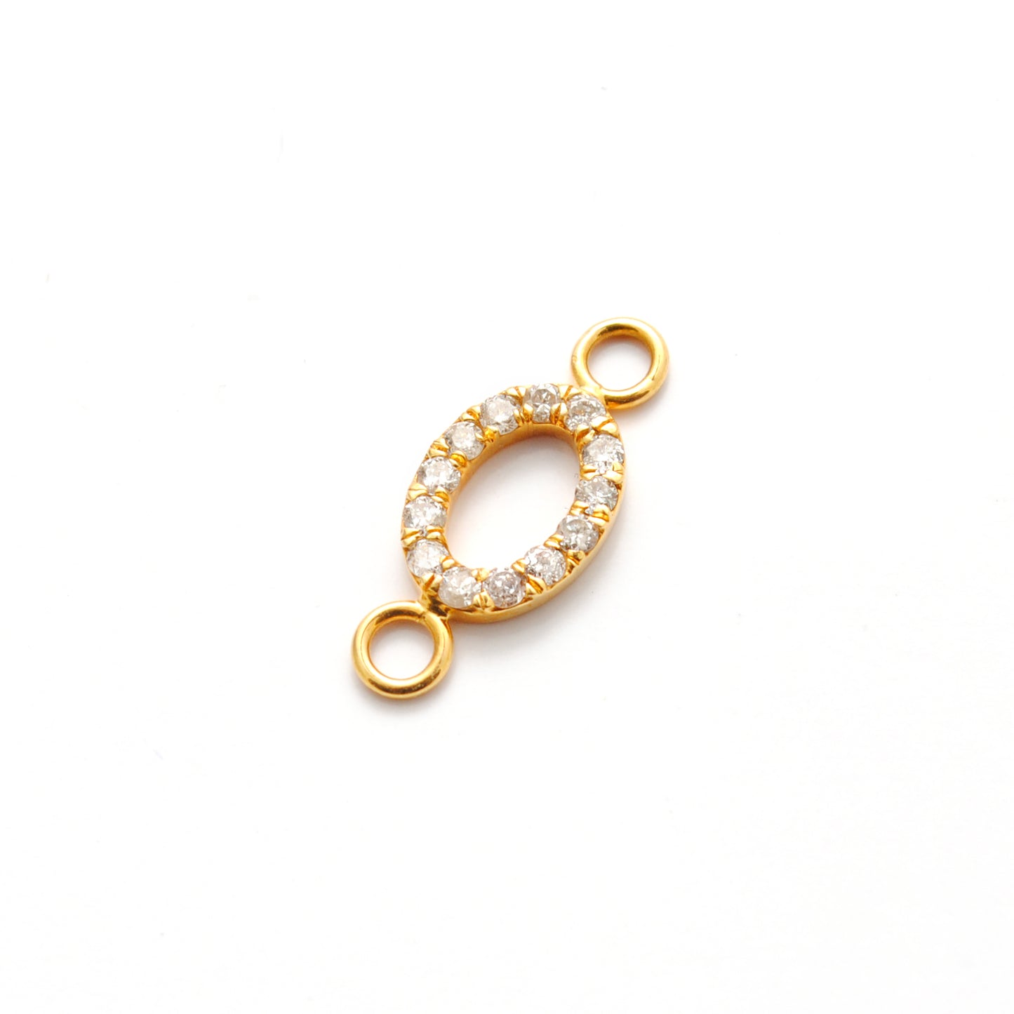 14K Gold Pavé Diamond Loop Connector – Angle View