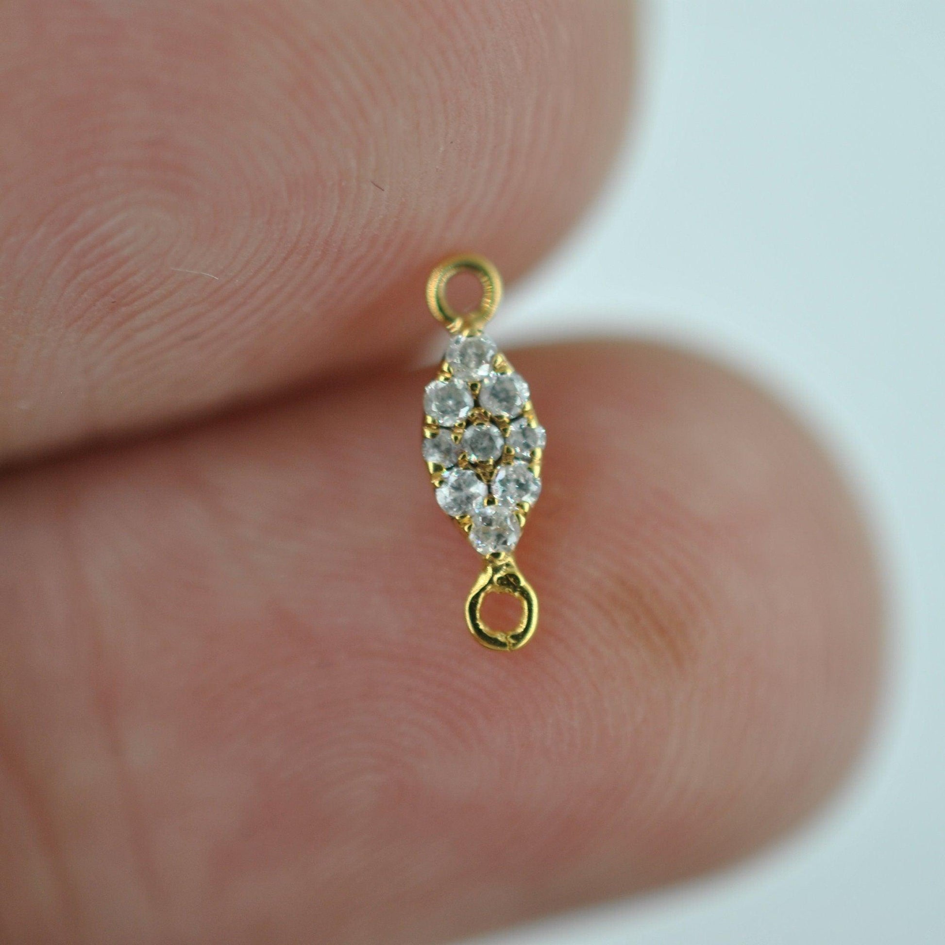 14K Gold Pavé Diamond Marquise Connector Charm – Overhead View