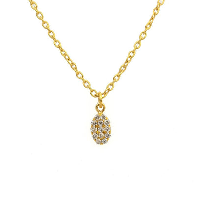 14K Gold Pavé Diamond Oval Pendant – Angle View