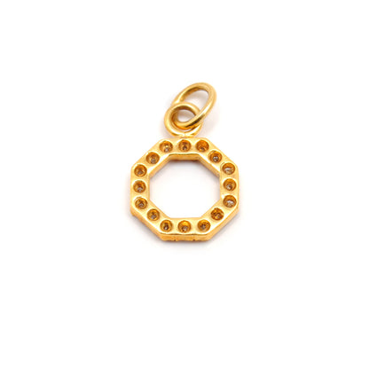 14K Gold Pavé Diamond Pendant 8mm – Angle View