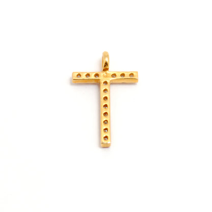 14K Gold Pavé Diamond T Charm – Angle View
