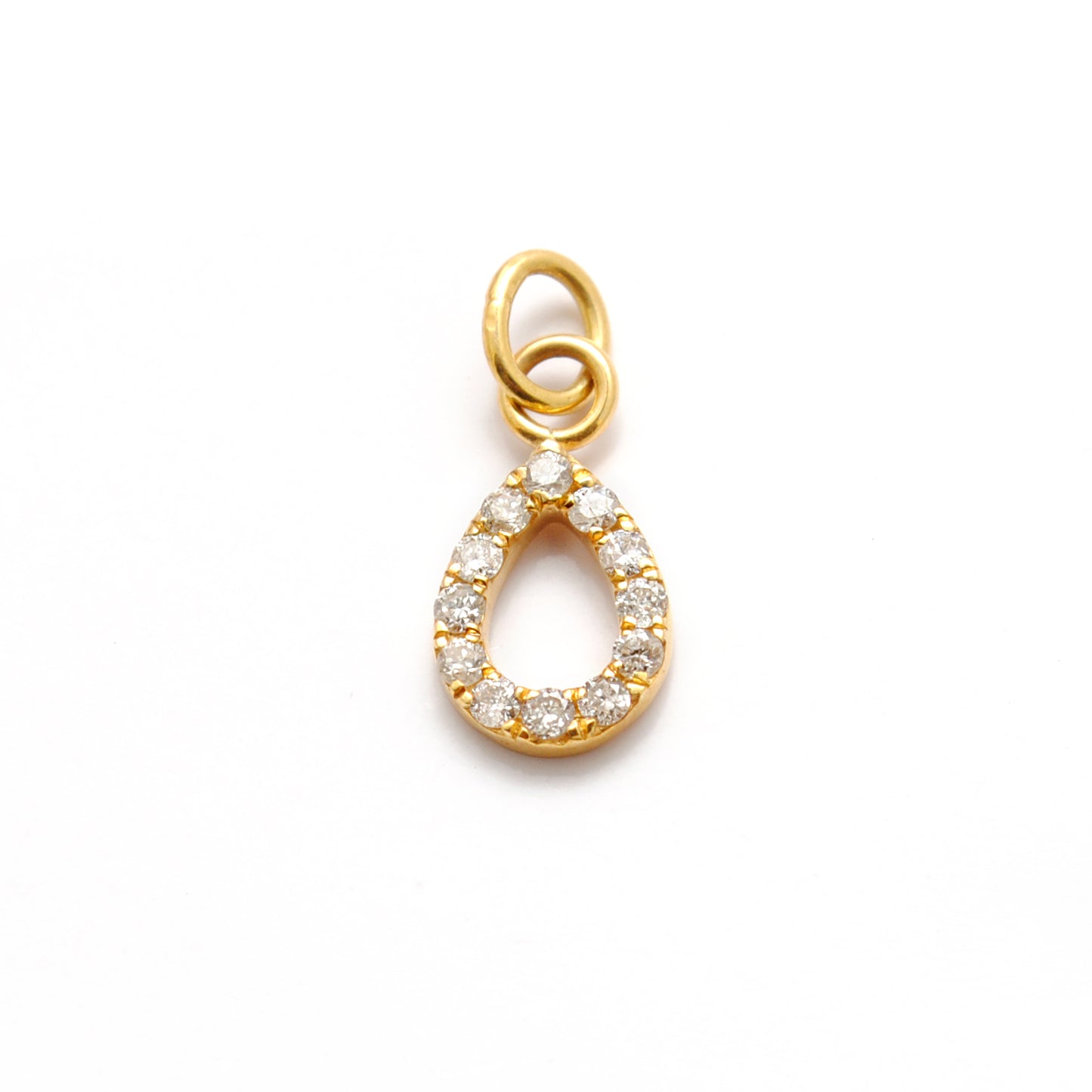 14K Gold Pavé Diamond Teardrop Pendant – Angle View
