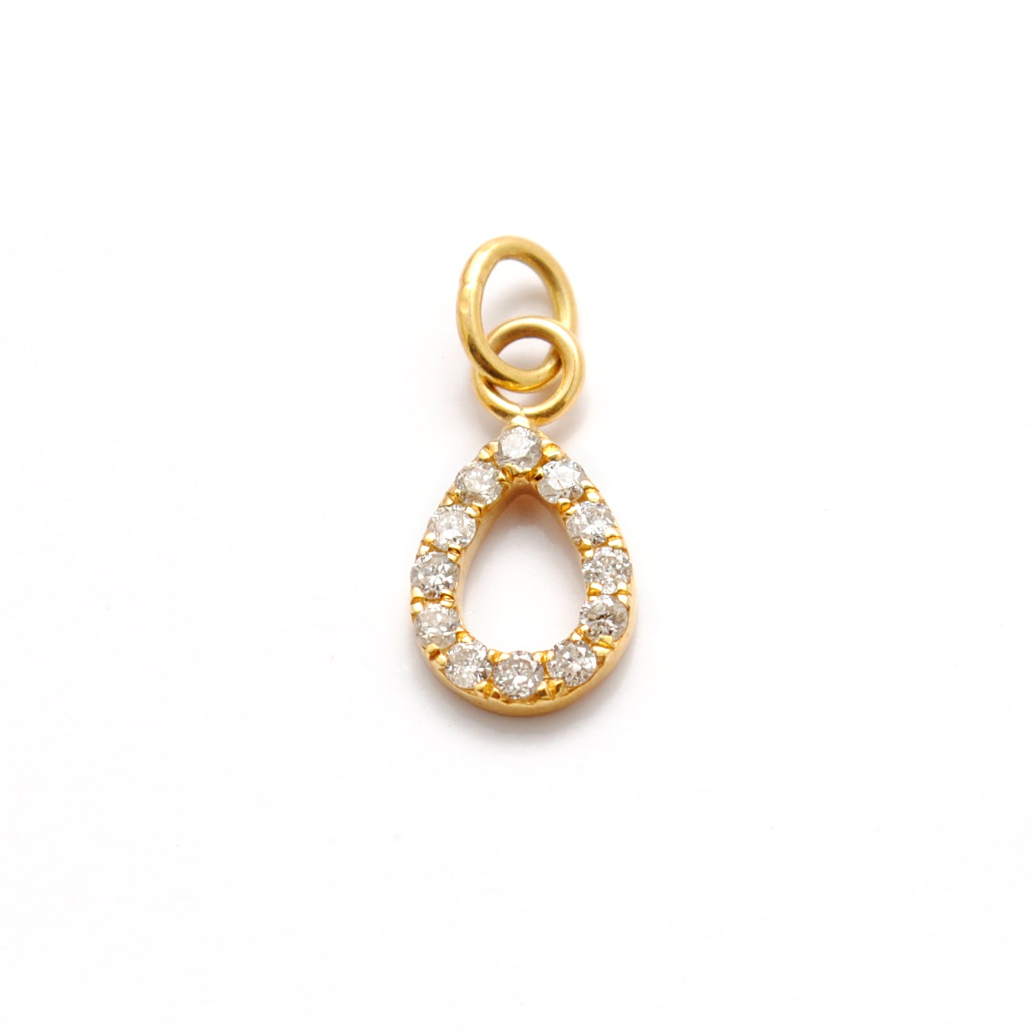 14K Gold Pavé Diamond Teardrop Pendant – Angle View