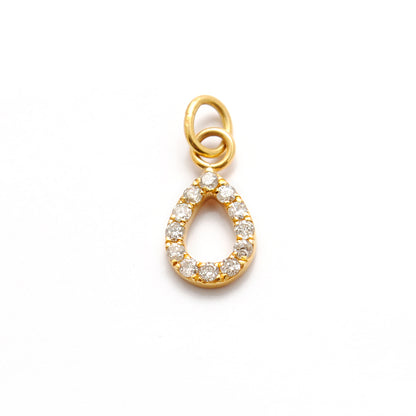 14K Gold Pavé Diamond Teardrop Pendant – Angle View