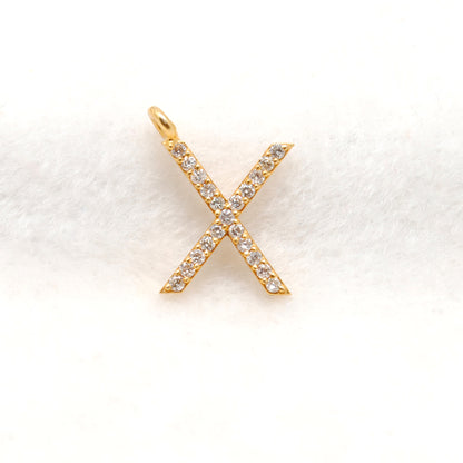 14K Gold Pavé Diamond X Charm – Overhead View