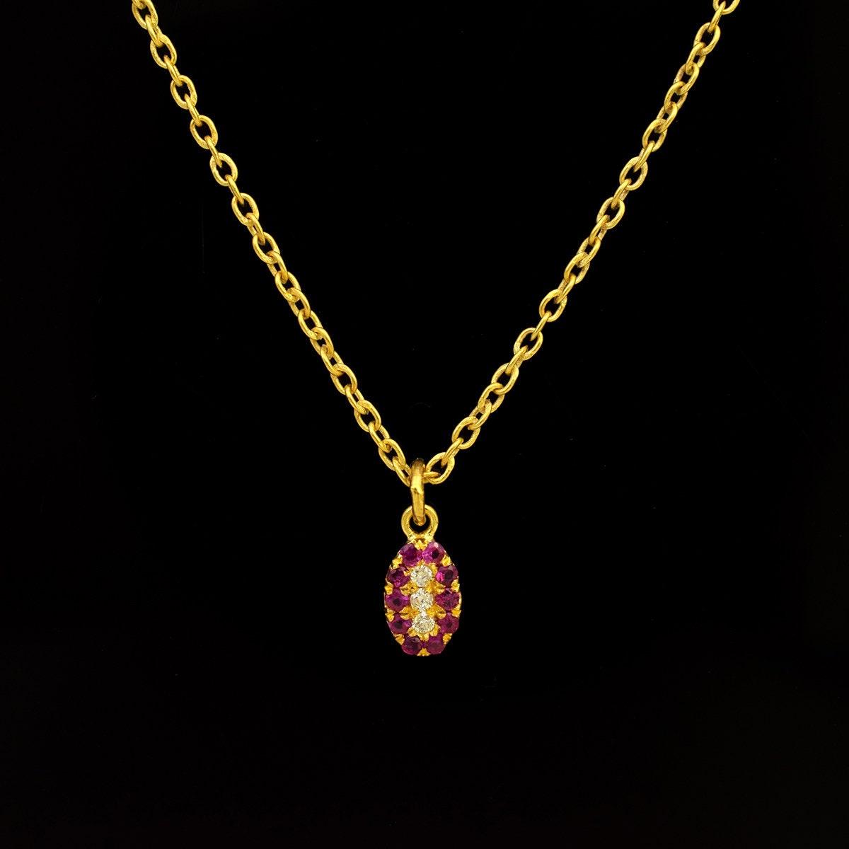 14K Gold Ruby Diamond Evil Eye Charm – Angle View