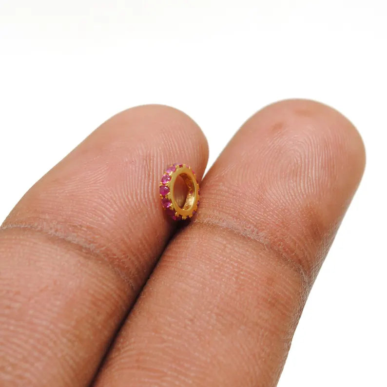 14K Gold Ruby Spacer Finding – Hole Size Detail for Jewelry Making